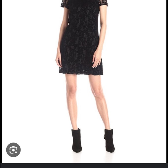 Betsey Johnson Flocked Lace Pearl Collar Dress Wednesday Adams - Picture 8 of 8